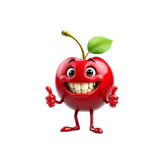 3d cherry cartoon character, with a thumbs up. Ai generated