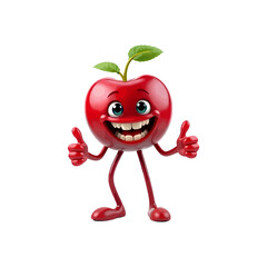 3d cherry cartoon character, with a thumbs up. Ai generated