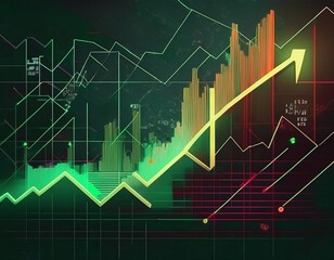 business graph with arrow