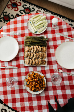 delicious  homemade lunch served for two for the date
