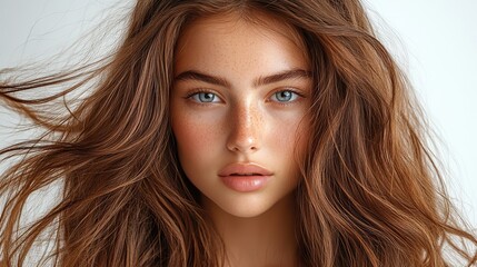 Fototapeta premium woman before and after hair treatment on white backgroun