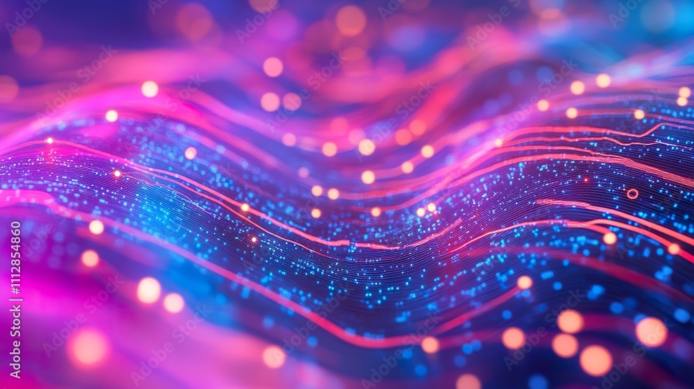 Aufkleber futuristic digital data stream visualization for describing technological processes