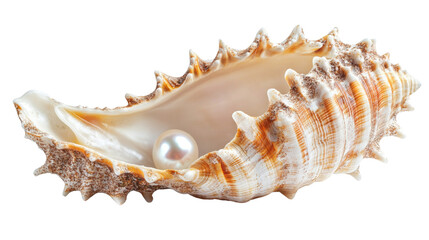 Seashell with pearl transparent background