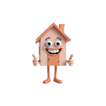 recommend clip art: 3d house cartoon character, with a thumbs up. Ai generated