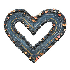 Obraz premium Heart shaped roadway surrounded by colorful hearts transparent background