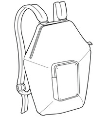 Hexagon men's bag flat sketch vector illustration technical cad drawing template