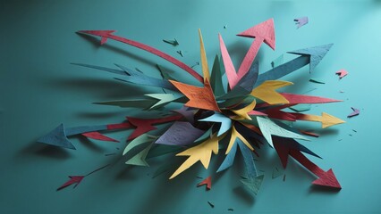 Abstract Colorful Arrow Burst, Dynamic Choices & Directions Design