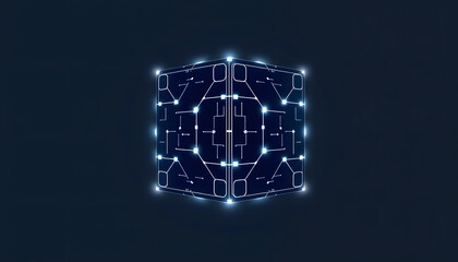 Cube representing artificial intelligence isolated with white highlights, png