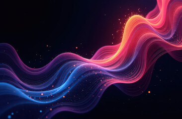 Colorful abstract wave patterns with glowing effervescent particles