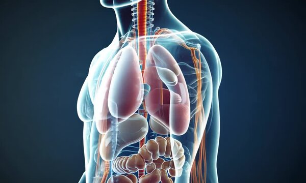 Human Anatomy: Respiratory and Digestive Systems Visualization