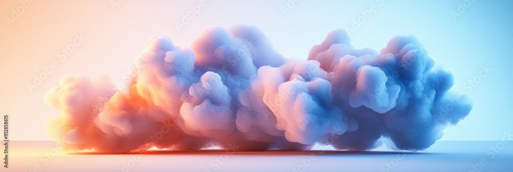 Poster soft, abstract cloud textures with gentle glowing edges create a tranquil atmosphere against a paste
