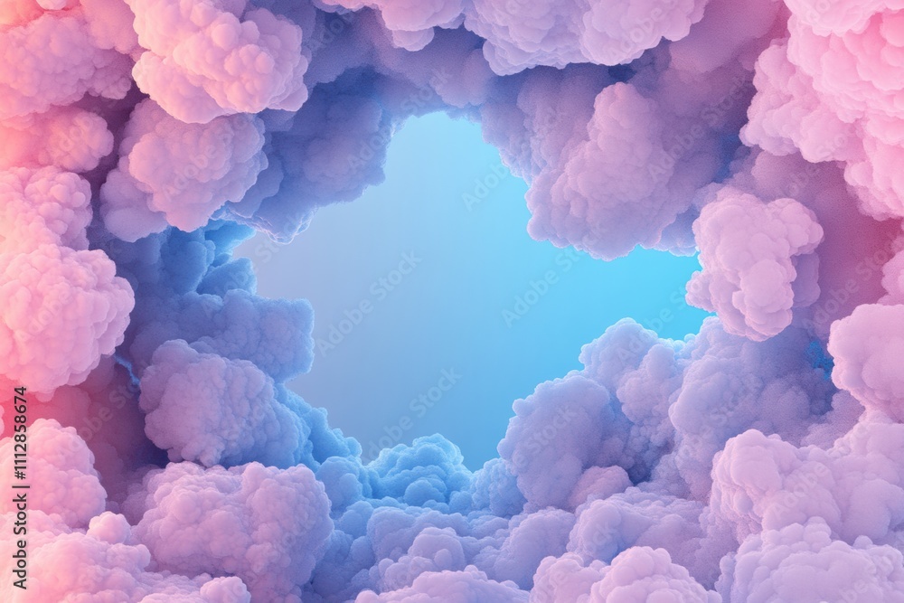 Poster fluffy cloud textures bathed in soft pastel colors create an ethereal atmosphere, providing ample sp