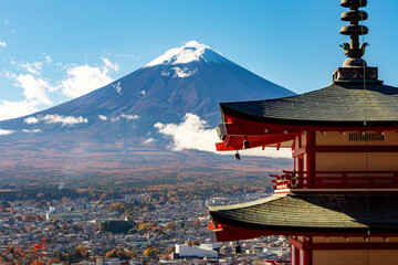 Chureito Pagoda and Mount Fuji in autumn, Japan