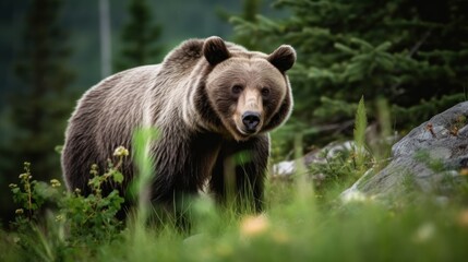 Fototapeta premium Majestic Grizzly Bear in its Natural Habitat