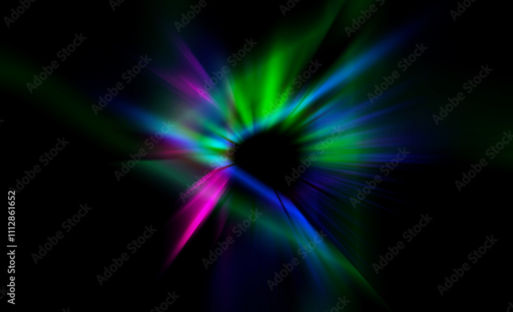 Poster Dark abstract background with neon lines and shapes.