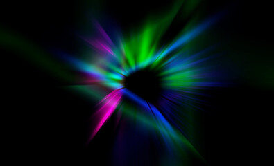 Dark abstract background with neon lines and shapes.