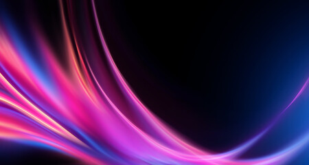 Dark abstract background with neon lines and shapes.
