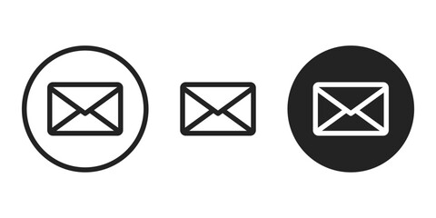Outlined in a circle black isolated illustration set of mail message letter. Vector icons in flat style