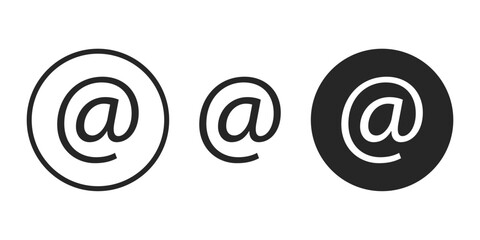 Electronic mail address message outlined and filled in a circle illustration. Vector icons in flat style