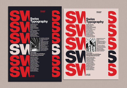 Swiss Poster Design Layout with Bold Typography Concept