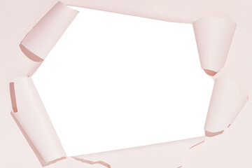 Hole in gift box, empty space for advertising text in torn paper, transparent background