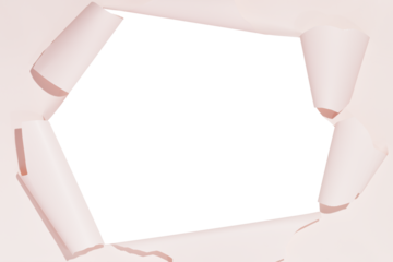 Hole in gift box, empty space for advertising text in torn paper, transparent background