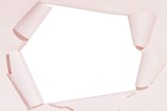 Hole in gift box, empty space for advertising text in torn paper, transparent background