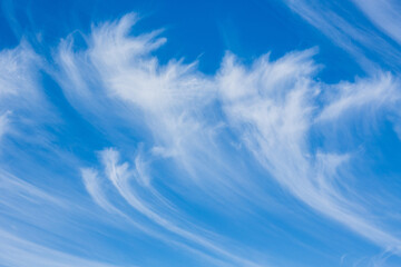 Cirrus cloud formations against blue sky
