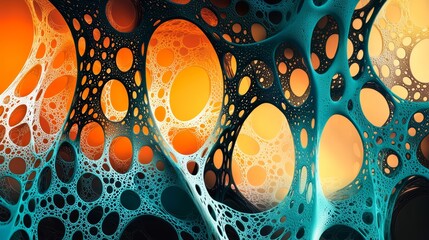 A computer generated image of a blue and orange abstract design