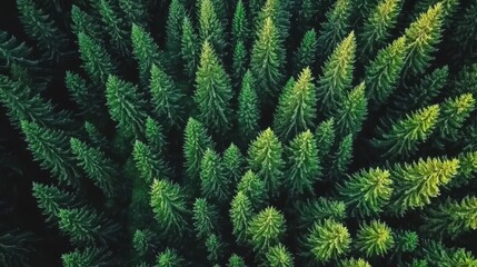 A close up view of a forest of green trees