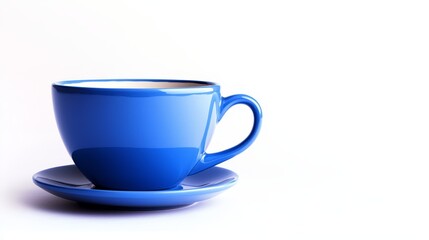 Obraz premium A blue cup and saucer on a white background
