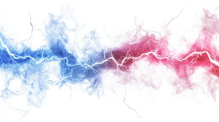 Fototapeta premium A red, white and blue lightning bolt on a white background