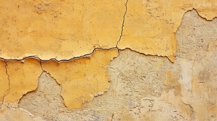 Obraz premium A yellow wall with a crack in it