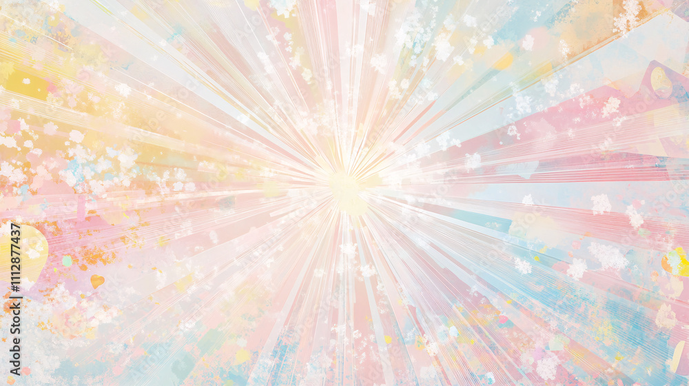 Poster abstract background of a radiating burst featuring soft pastel colors and light effects creating a d