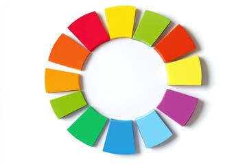 Obraz premium Colorful sticker set arranged in circular shape, isolated on white background, perfect for educational and creative projects