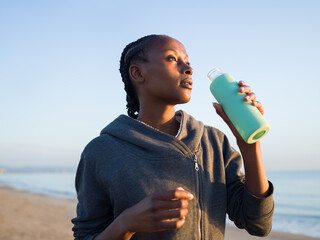 Girl drinking fresh water