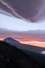 Colorful sunset with clouds at the top of Spain.