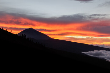 Colorful sunset with clouds at the top of Spain.