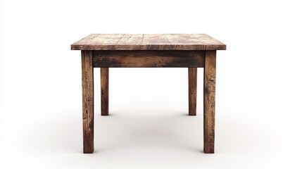 A wooden table on a white background