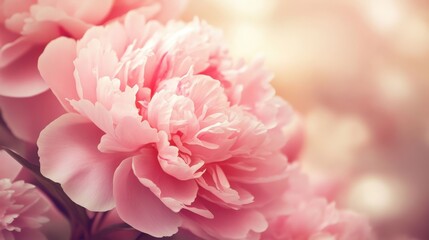 Naklejka premium Delicate Pink Peony Flower Close Up Bloom