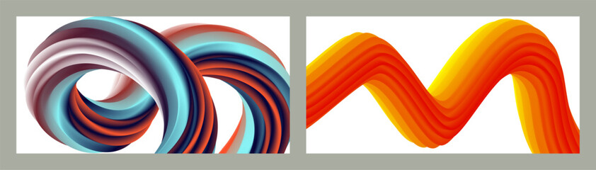 Abstract volumetric background. Cords. set of two illustrations. Toothpaste in a tube. Minimalism. Creative modern background. Cover design, wallpaper, background. eps vector.