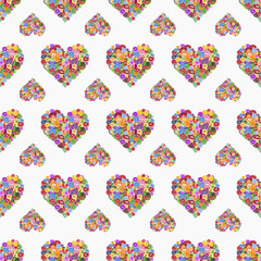 Creative Love Hearts Button Print. Handmade Craft Background, Cozy Party Vector
