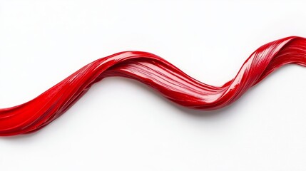 A red wavy object on a white surface