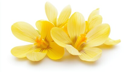 Fototapeta premium A bunch of yellow crocuses on a white background
