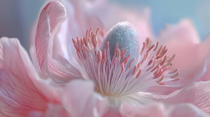 Fototapeta premium A close up of a pink flower with a blue background