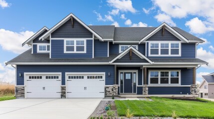 House with Siding. New Vinyl Siding Home with Roof and Gutters