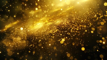Intro Video. Gold Movement in Universe Dust with Abstract Particles Motion