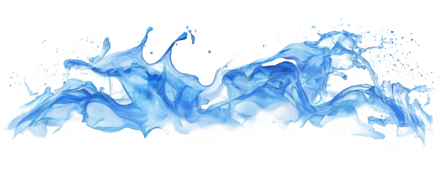 A blue wave with white foam and a splash of water