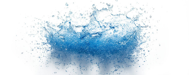 A splash of water is shown in a white background