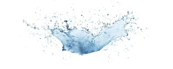 A splash of water is shown in a white background
